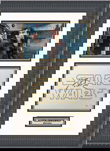 Alden Ehrenreich Signed Han Solo Photo Custom Framed 27" x 20" JSA COA: Alden Ehrenreich Signed Han Solo Photo Custom Framed 27" x 20" JSA COA This stunning custom framed photograph features Alden Ehrenreich as Han Solo from the film "Solo: A Star Wars Story". The photo i