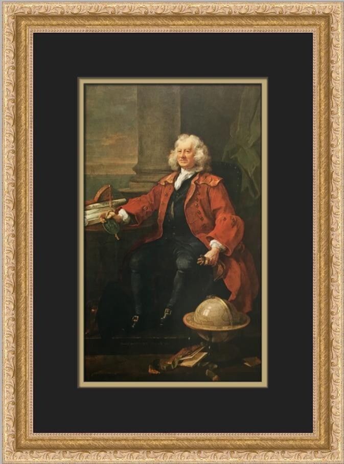 William Hogarth Captain Coram Custom Framed Print 17x13 Gold Ornate Frame: William Hogarth Captain Coram Custom Framed Print 17x13 Gold Ornate Frame This stunning custom framed print titled 'Captain Coram' by renowned artist William Hogarth captures a moment of realism throu