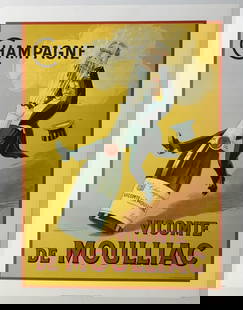 Champagne Vicomte De Moulliac Advertising Poster Unframed Art Reproduction: Champagne Vicomte De Moulliac Advertising Poster Unframed Art Reproduction This vibrant advertising poster features the title "Champagne Vicomte De Moulliac," showcasing contemporary art style with a