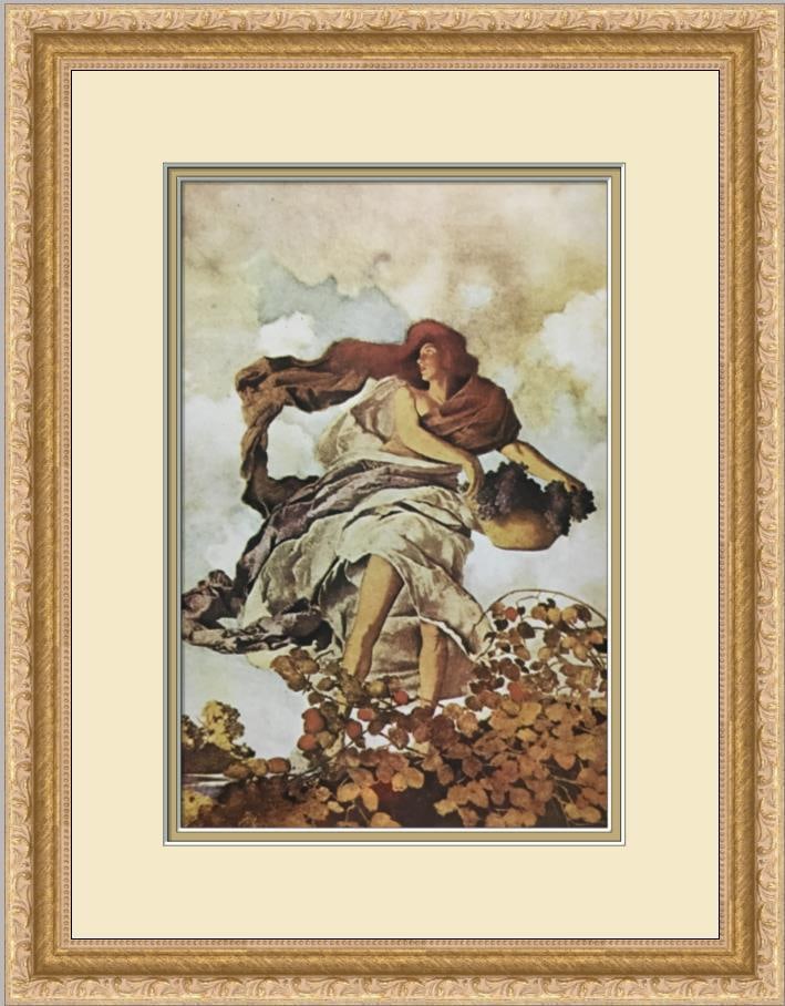 Maxfield Parrish Autumn Custom Framed Print 14 x 18 Impressionism Art Fantasy: Maxfield Parrish Autumn Custom Framed Print 14 x 18 Impressionism Art Fantasy Enhance your space with this stunning custom framed print titled "Autumn" by renowned artist Maxfield Parrish. This medium