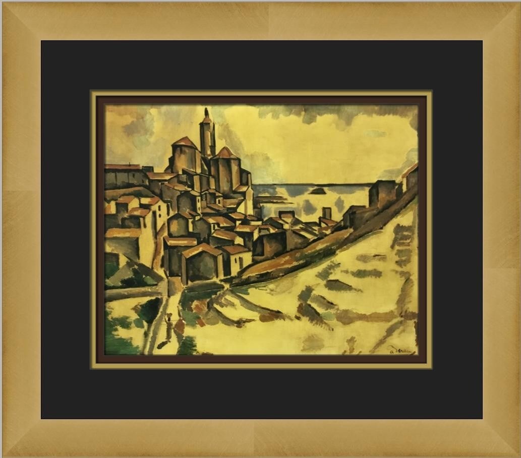 Andre Derain Cadaques I Custom Framed Lithograph Print 14 x 16: Andre Derain Cadaques I Custom Framed Lithograph Print 14 x 16 This beautiful custom framed print titled "Cadaques I" by renowned artist Andre Derain captures the essence of Impressionism. Measuring 1
