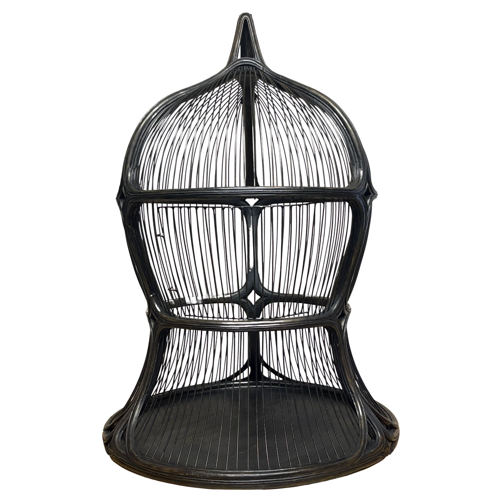 Art Nouveau Bird Cage Ebonized Wood Iron Batman Returns 1920s: Art Nouveau Bird Cage Ebonized Wood Iron Batman Returns 1920s Experience the charm of early 20th-century design with this stunning Art Nouveau / Vienna Secessionist bird cage, crafted in Austria circa