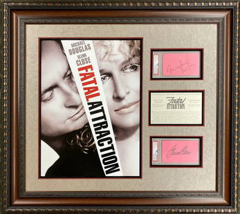 Michael Douglas Glenn Close Signed Fatal Attraction Display Framed 29 x 33 PSA/DNA: Michael Douglas Glenn Close Signed Fatal Attraction Display Framed 29 x 33 PSA/DNA This stunning display features authentic signatures from acclaimed actors Michael Douglas and Glenn Close, prominentl