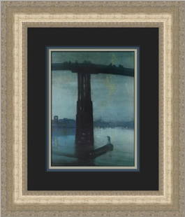 James A Whistler The Old Battersea Bridge Custom Framed Print 19x16: James A Whistler The Old Battersea Bridge Custom Framed Print 19x16 This custom framed print features James A. Whistler's iconic artwork, "The Old Battersea Bridge," a stunning representation from the
