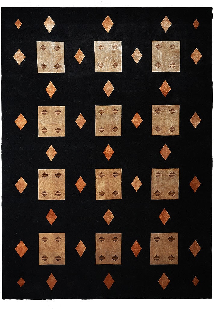 Handmade Wool and Silk Rug 8.9 x 12 Contemporary Design: Handmade Wool and Silk Rug 8.9 x 12 Contemporary Design Enhance your living space with this exquisite handmade wool and silk rug, measuring 8.9 x 12 feet. This contemporary piece combines luxurious ma