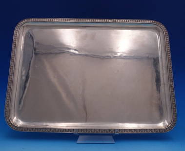 Buccellati Empire Sterling Silver Rectangular Serving Tray 14 x 10.25: Buccellati Empire Sterling Silver Rectangular Serving Tray 14 x 10.25 Elevate your dining experience with this exquisite Empire by Buccellati Sterling Silver Serving Tray. Handcrafted in Italy by the