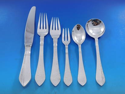 Georg Jensen Continental Sterling Silver Flatware Set for 8 50 pcs Arts & Crafts: Georg Jensen Continental Sterling Silver Flatware Set for 8 50 pcs Arts & Crafts Enhance your dining experience with this exquisite Continental Sterling Silver Flatware Set from Georg Jensen, featurin