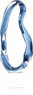 John-Richard 22.5 Inch Hand-Blown Art Glass Sculpture Ocean Blue: John-Richard 22.5 Inch Hand-Blown Art Glass Sculpture Ocean Blue This stunning art glass sculpture showcases a captivating design and is crafted from hand-blown glass, featuring a crystal clear ocean