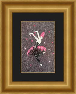 Erte Rose Dancer Art Deco Print Custom Framed 18 x 21: Erte Rose Dancer Art Deco Print Custom Framed 18 x 21 This stunning custom framed print titled 'Rose Dancer' by artist Erte showcases the elegance of Art Deco style. The artwork, produced through offs