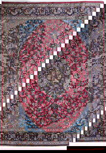 Handcrafted Red Persian Tabriz Rug 8'2 x 11'9 Silk-like Pile: Handcrafted Red Persian Tabriz Rug 8'2 x 11'9 Silk-like Pile This stunning handcrafted Red Persian Tabriz rug measures 8' 2" x 11' 9" and showcases traditional Persian designs intricately woven throug