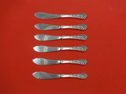 Reed & Barton Florentine Lace Sterling Silver Trout Knife Set 6pc 7.5in Custom Made: Reed & Barton Florentine Lace Sterling Silver Trout Knife Set 6pc 7.5in Custom Made This exquisite 6-piece trout knife set showcases the Florentine Lace pattern by Reed & Barton, crafted in sterling s