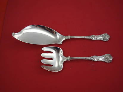 Tiffany & Co English King Sterling Silver Fish Serving Set 2-Piece 11 3/4": Tiffany & Co English King Sterling Silver Fish Serving Set 2-Piece 11 3/4" This exquisite English King fish serving set by Tiffany & Co. is a stunning addition to any dining experience. Crafted from h