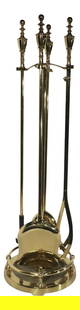 Elegant Solid Brass Fireplace Tool Set with Stand 19.25x25.25: Elegant Solid Brass Fireplace Tool Set with Stand 19.25x25.25 This elegant brass fireplace tool set is crafted from solid brass, showcasing exceptional craftsmanship. The set includes a poker, shovel,