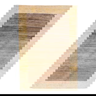 Modern Gabbeh Handmade Wool Rug Brown Beige Minimalist 6'10 x 9'11: Modern Gabbeh Handmade Wool Rug Brown Beige Minimalist 6'10 x 9'11 Enhance your living space with this exquisite modern Gabbeh hand-knotted wool rug. Featuring a rich brown field complemented by minim