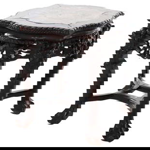 Antique Chinese Rosewood Low Table with Marble Top Circa 1890: Antique Chinese Rosewood Low Table with Marble Top Circa 1890 This exquisite Antique Chinese low table, dating back to circa 1890, showcases a stunning rosewood construction complemented by a beautifu