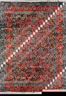 8 x 12 Persian Qoum Area Rug Kork Wool Handwoven Floral Motifs: 8 x 12 Persian Qoum Area Rug Kork Wool Handwoven Floral Motifs Enhance your living space with this exquisite 8 x 12 Persian Qoum Rug crafted from the finest Kork wool. This stunning area rug showcases