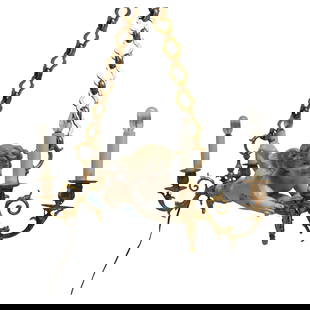 Antique French Rococo Cherub Gilt Bronze Hanging Light c1920: Antique French Rococo Cherub Gilt Bronze Hanging Light c1920 Discover the elegance of this Antique French Rococo Cherub Hanging Light, a stunning fusion of bisque porcelain and gilt bronze. This exqui