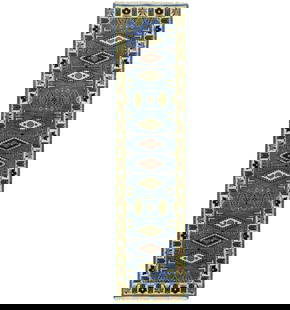 Kazak Geometric Tribal Runner Rug 2'6 x 9'11 Wool Handmade Modern Design: Kazak Geometric Tribal Runner Rug 2'6 x 9'11 Wool Handmade Modern Design Enhance your space with this stunning Kazak Geometric Tribal Runner Rug, a perfect blend of modern design and traditional craft