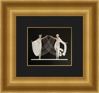 Erte Marriage Dance Art Deco Print Custom Framed 18 x 21: Erte Marriage Dance Art Deco Print Custom Framed 18 x 21 This exquisite custom framed print titled 'Marriage Dance' by the renowned artist Erte captures the essence of Art Deco style. Measuring 18 in