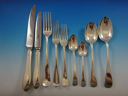 58-Piece Old English Sterling Silver Flatware Set by Various Makers: 58-Piece Old English Sterling Silver Flatware Set by Various Makers This exquisite Old English flatware service consists of 58 pieces crafted from sterling silver by various renowned English makers. T