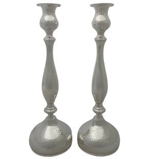 Italian 925 Sterling Silver Handmade Modern Round Candlesticks 15.25 Inches: Italian 925 Sterling Silver Handmade Modern Round Candlesticks 15.25 Inches Elevate your home decor with these exquisite handmade modern round candlesticks, crafted from fine Italian 925 sterling silv