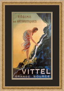 Leonetto Cappiello Vittel Art Deco Print Custom Framed 11 x 14: Leonetto Cappiello Vittel Art Deco Print Custom Framed 11 x 14 This stunning custom framed print features the iconic 'Vittel' advertising poster by Leonetto Cappiello, showcasing a captivating Art Dec