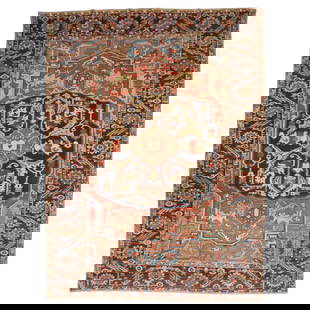 Masculine Antique Persian Heriz Rug 8'8 x 12'2 Hand-Woven Wool: Masculine Antique Persian Heriz Rug 8'8 x 12'2 Hand-Woven Wool This masculine antique Persian Heriz rug is a remarkable piece from the 20th century, dating back to circa 1900. Hand-woven from high-qua