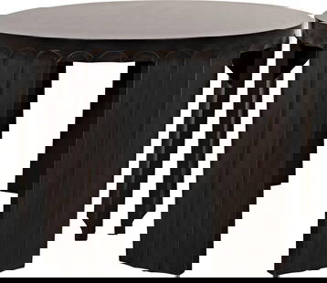 Fluted Mahogany Veneer Side Table: Fluted Mahogany Veneer Side Table This stylish side table features a classic English Traditional design, complemented by a unique fluted shape. Crafted from mahogany veneer, it showcases light brown h