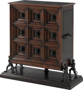 Theodore Alexander Italian Style Chest with Unique Monkey Handles: Theodore Alexander Italian Style Chest with Unique Monkey Handles Introducing a stunning storage solution that combines functionality with unique design. This chest of drawers features an antique or v