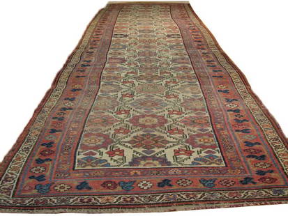 Ivory Antique Persian Mahal Runner 3'8 x 17 Traditional Design: Ivory Antique Persian Mahal Runner 3'8 x 17 Traditional Design Enhance your home's aesthetic with this stunning 3.8 x 17 Ivory Antique Persian Mahal Runner. This exquisite antique rug features traditi