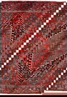 Vintage Hand-Knotted Oriental Area Rug 4'6 x 7'0 Tribal Floral Wool: Vintage Hand-Knotted Oriental Area Rug 4'6 x 7'0 Tribal Floral Wool Enhance your space with this stunning Vintage Hand-Knotted Oriental Rug, perfect for entryways or any room in your home. Measuring 4