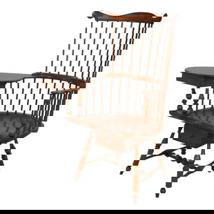 Dr Dimes Windsor Style Writing Desk Chair 34x32x46.5 Brown Wood: Dr Dimes Windsor Style Writing Desk Chair 34x32x46.5 Brown Wood This elegant Windsor Style Writing Desk Armed Chair features a mixed wood construction, showcasing high-quality craftsmanship. The disti
