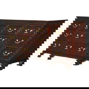 20th Century Chippendale Style Mahogany Ten Drawer Dresser: 20th Century Chippendale Style Mahogany Ten Drawer Dresser This exquisite Chippendale style dresser embodies the elegance of the 20th century, featuring ten spacious drawers and classic bracket feet.