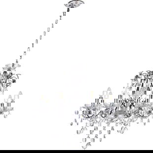Elegant Lighting Voltaire 8-Light Chrome Crystal Chandelier 26in Modern Pendant: Elegant Lighting Voltaire 8-Light Chrome Crystal Chandelier 26in Modern Pendant Illuminate your space with elegance using this Shabby Crystal Chandelier. Featuring a stunning chrome finish and adorned