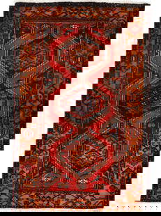Handmade Red Tribal Geometric Wool Rug 4'4 x 6'10 Vintage Farmhouse Decor: Handmade Red Tribal Geometric Wool Rug 4'4 x 6'10 Vintage Farmhouse Decor Enhance your space with this stunning handmade Red Geometric Tribal Oriental Rug. Crafted from premium wool using a traditiona