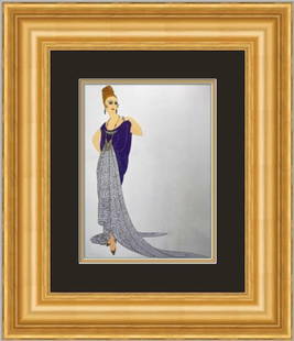 Erte At the Ball Art Deco Framed Print 16 x 21 Multi-Color Lithograph: Erte At the Ball Art Deco Framed Print 16 x 21 Multi-Color Lithograph This exquisite custom gallery framed print titled "At the Ball" by the renowned artist Erte is a stunning representation of Art De