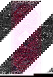 3.8 x 10.4 Dark Pink Semi Antique Persian Abadeh Runner Rug: 3.8 x 10.4 Dark Pink Semi Antique Persian Abadeh Runner Rug Enhance your home with this exquisite 3.8 x 10.4 Dark Pink Semi Antique Persian Abadeh Runner. Handcrafted by skilled Persian artisans, this