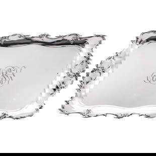 Gorham 1899 Antique Sterling Silver Dish 14 x 9 Inches: Gorham 1899 Antique Sterling Silver Dish 14 x 9 Inches This exquisite antique sterling silver dish, crafted by Gorham Manufacturing Company in 1899, showcases a beautiful balance of simplicity and