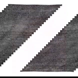 Vintage Persian Overdyed Handmade Gray Wool Medallion Rug 7'7 x 9'8: Vintage Persian Overdyed Handmade Gray Wool Medallion Rug 7'7 x 9'8 Discover the charm of this Vintage Persian Overdyed handmade rug, expertly crafted from high-quality wool. Featuring a