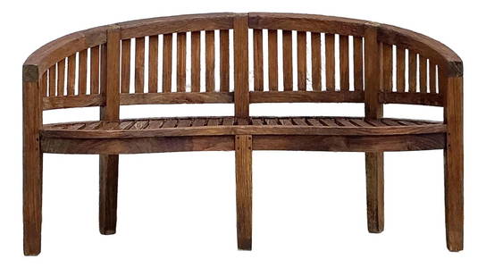 Vintage Curved Teak Bench for Indoor Outdoor Use