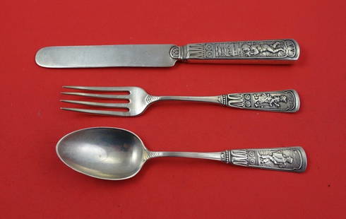 Gorham Piper Sterling Silver Junior Set 3-Piece Knife Fork Teaspoon: Gorham Piper Sterling Silver Junior Set 3-Piece Knife Fork Teaspoon This exquisite 3-piece junior set from Gorham features the elegant Piper pattern, crafted in sterling silver. The set includes a hol