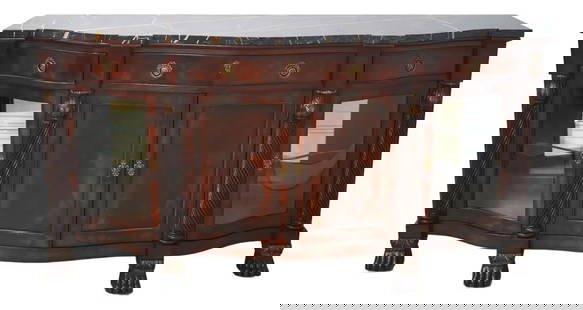 Henredon Natchez Curio Base Sideboard with Marble Top: Henredon Natchez Curio Base Sideboard with Marble Top This exquisite Henredon Natchez Marble Top Curio Base Sideboard showcases timeless elegance. Approximately 25 years old, this piece features the N