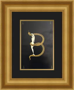 Erte Alphabet Suite B Custom Framed Art Deco Lithograph 18 x 21: Erte Alphabet Suite B Custom Framed Art Deco Lithograph 18 x 21 This exquisite custom framed print titled 'Alphabet Suite B' by the renowned artist Erte showcases a stunning Art Deco style. Measuring
