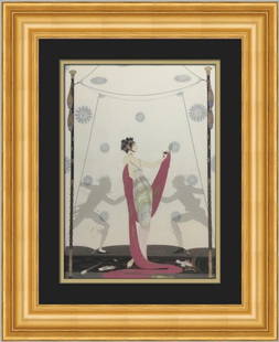 Erte The Duel Art Deco Custom Framed Lithograph 18 x 21: Erte The Duel Art Deco Custom Framed Lithograph 18 x 21 Presenting a stunning custom framed print titled "The Duel" by renowned artist Erte, showcasing a captivating Art Deco style. This medium-sized