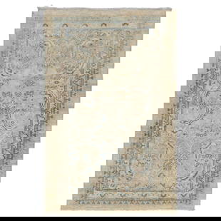 Antique Persian Serab Rug Mat Powder Blue Camel 2'7" x 4'1": Antique Persian Serab Rug Mat Powder Blue Camel 2'7" x 4'1" This exquisite early 20th century Persian Serab decorative rug mat features a stunning palette of powder blue with camel accents, showcasing