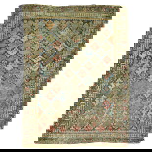 19th Century Distressed Caucasian Tribal Rug Hand-Woven Wool 41 x 52: 19th Century Distressed Caucasian Tribal Rug Hand-Woven Wool 41 x 52 Discover the charm of this 19th century distressed antique Caucasian rug, showcasing a captivating tribal design. Hand-woven from h
