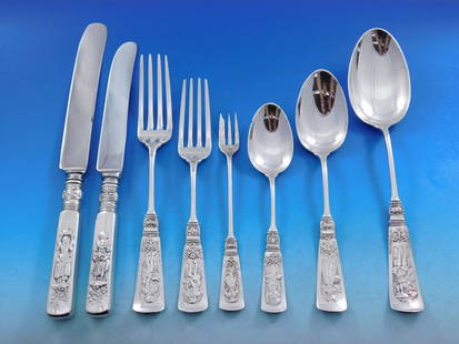Gorham Fontainebleau Sterling Silver Flatware Set 102 pcs Vintage: Gorham Fontainebleau Sterling Silver Flatware Set 102 pcs Vintage Experience the elegance of the Fontainebleau pattern by Gorham, a stunning sterling silver flatware set that dates back to 1882. This