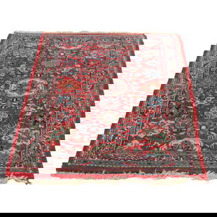 Antique Sarouk Persian Wool Area Rug C1930 32x49: Antique Sarouk Persian Wool Area Rug C1930 32x49 Discover a stunning antique Sarouk Persian area rug, beautifully crafted around 1930. This exquisite rug features a vibrant red field adorned with intr