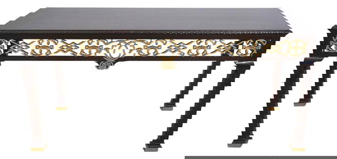 Baker Chippendale Mahogany Library Table 70" Wide Exquisite Craftsmanship: Baker Chippendale Mahogany Library Table 70" Wide Exquisite Craftsmanship This impressive Baker Chippendale Large Mahogany Library Table showcases exquisite craftsmanship with its Marlboro block foot