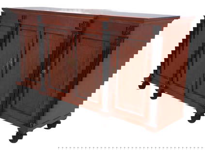 Baker Neoclassical Mahogany Sideboard Credenza with Ebonized Details: Baker Neoclassical Mahogany Sideboard Credenza with Ebonized Details This elegant Baker Neoclassical Sideboard Credenza showcases a timeless design crafted from mahogany with clean lines and ebonized
